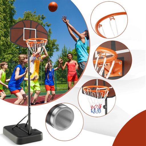 Panou de baschet pentru copii cu înălțime ajustabilă, maro