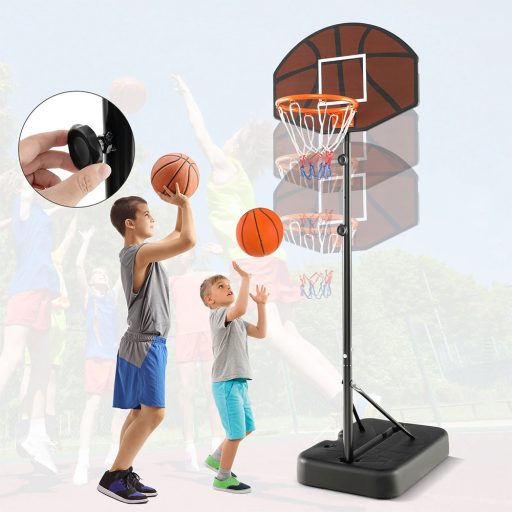 Panou de baschet pentru copii cu înălțime ajustabilă, maro