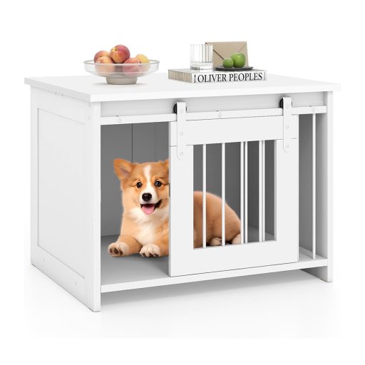 Cușcă modernă pentru câini de interior, albă