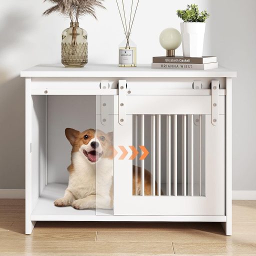 Cușcă modernă pentru câini de interior, albă