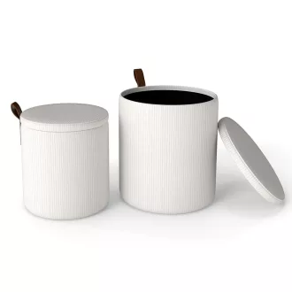 Set 2 pufuri cu spațiu de depozitare, crem
