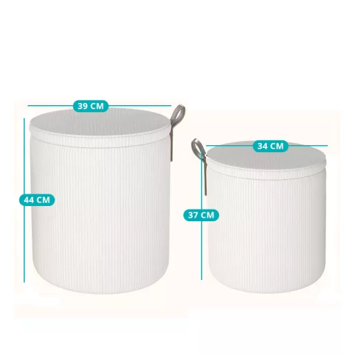 Set 2 pufuri cu spațiu de depozitare, crem