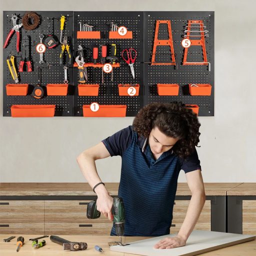 Depozit de Unelte Metalice cu 9 Compartimente și Cârlige