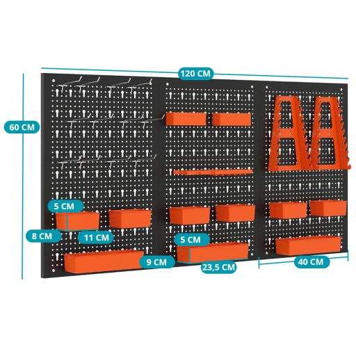 Depozit de Unelte Metalice cu 9 Compartimente și Cârlige