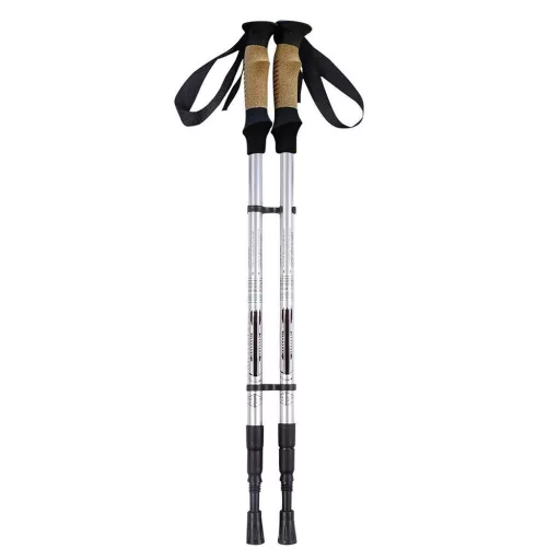 Baston de trekking ultra-ușor ajustabil 65-135 cm, Argintiu