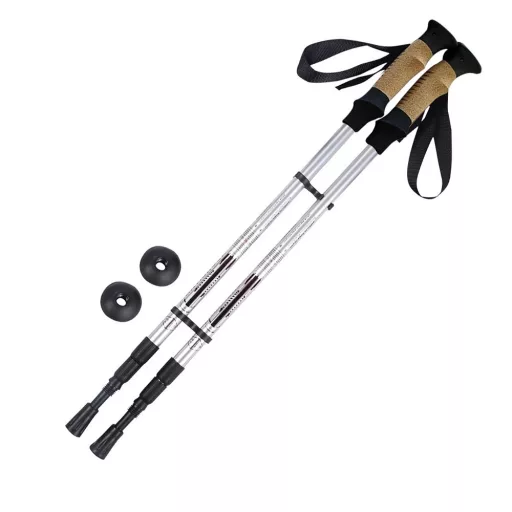 Baston de trekking ultra-ușor ajustabil 65-135 cm, Argintiu