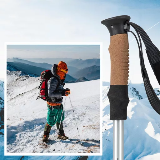 Baston de trekking ultra-ușor ajustabil 65-135 cm, Argintiu