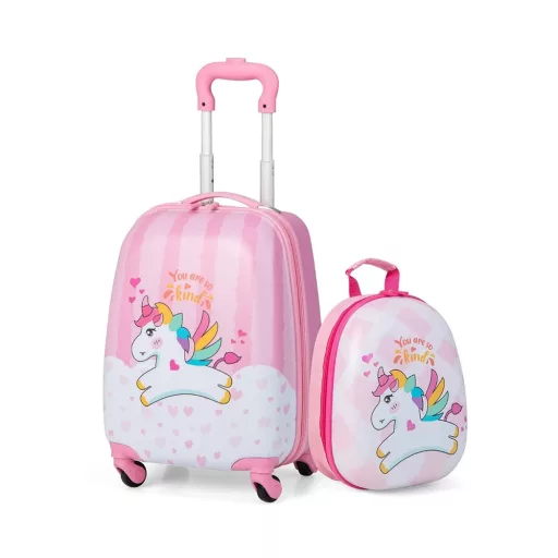 Set geantă și troler cu unicorn pentru copii