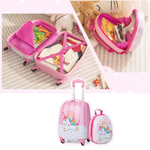 Set geantă și troler cu unicorn pentru copii