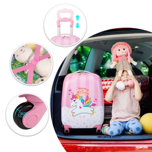 Set geantă și troler cu unicorn pentru copii