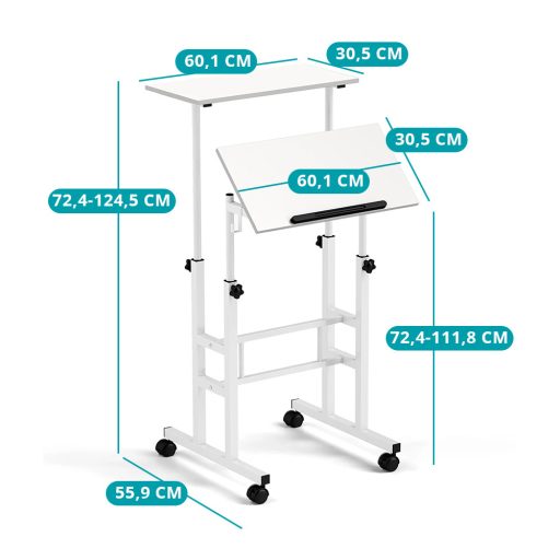 Birou Mobil Reglabil cu Roți