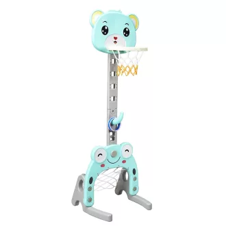   Coș de baschet 3 în 1 cu înălțime ajustabilă și joc de aruncare a inelelor, Albastru