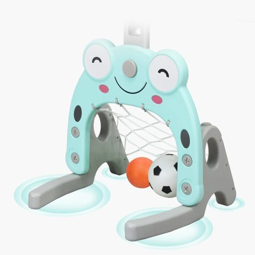 Coș de baschet 3 în 1 cu înălțime ajustabilă și joc de aruncare a inelelor, Albastru