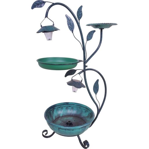 Adăpătoare pentru păsări și suport pentru flori cu lumină solară