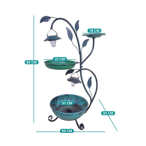 Adăpătoare pentru păsări și suport pentru flori cu lumină solară