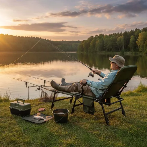 Scaun de pescuit mare cu suport pentru picioare