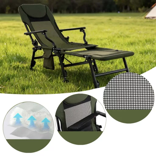 Scaun de pescuit mare cu suport pentru picioare