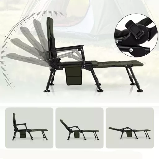 Scaun de pescuit mare cu suport pentru picioare