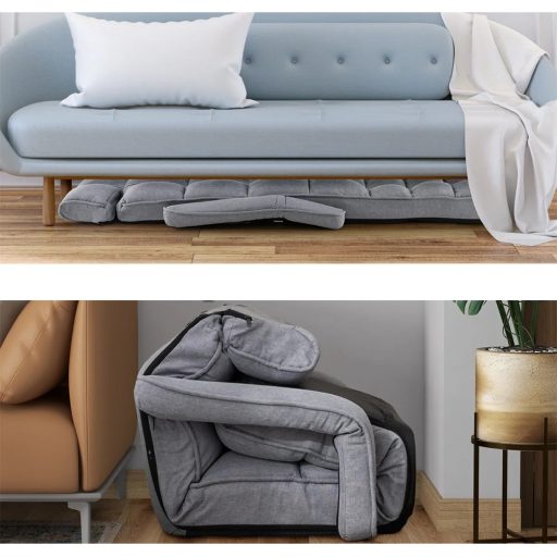 Canapea pliabilă cu 6 poziții reglabile, gri deschis