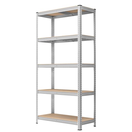 unitate de rafturi din oțel cu 5 niveluri, set de 2, argintie