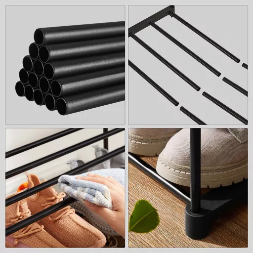 Raft de pantofi metalic cu 3 etaje 92x30x55cm