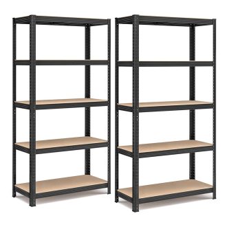 unitate de rafturi din oțel cu 5 niveluri, set de 2, negru