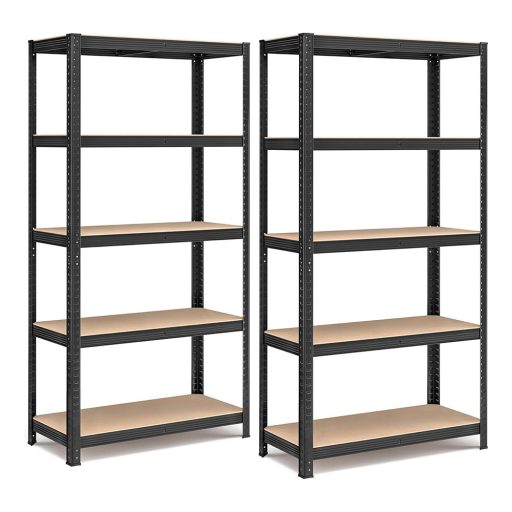 unitate de rafturi din oțel cu 5 niveluri, set de 2, negru