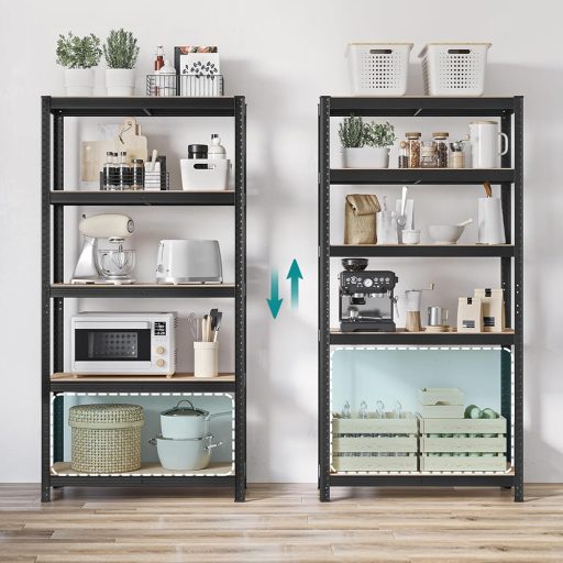 unitate de rafturi din oțel cu 5 niveluri, set de 2, negru