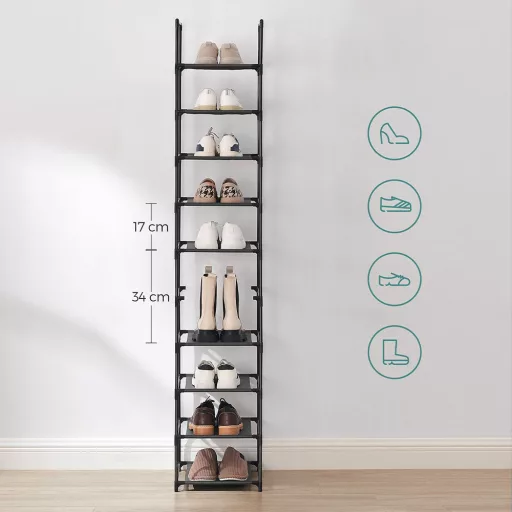 Raft de pantofi cu 10 etaje 33x33x173cm