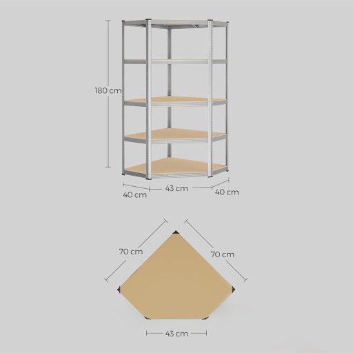 Raft de colț cu 5 etaje 70x70x180