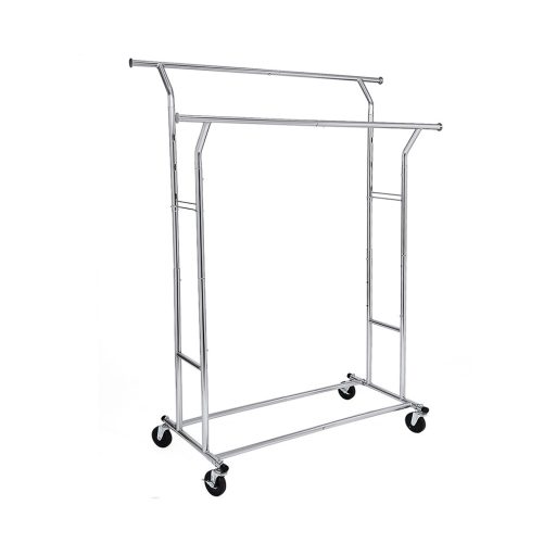 Suport pentru haine reglabil pe înălțime și lățime, argintiu