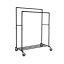 Suport pentru haine dublu pe roți, negru