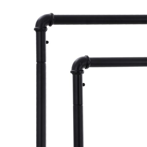 Suport pentru haine dublu pe roți, negru