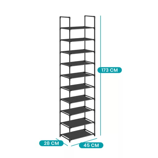 Raft de încălțăminte cu 10 niveluri, 45 x 28 x 173 cm