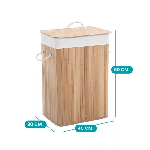 Coș de rufe din bambus 40x30x60cm