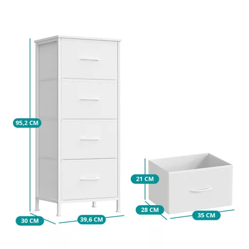 Comodă îngustă cu 4 sertare 39.6x30x96.2cm