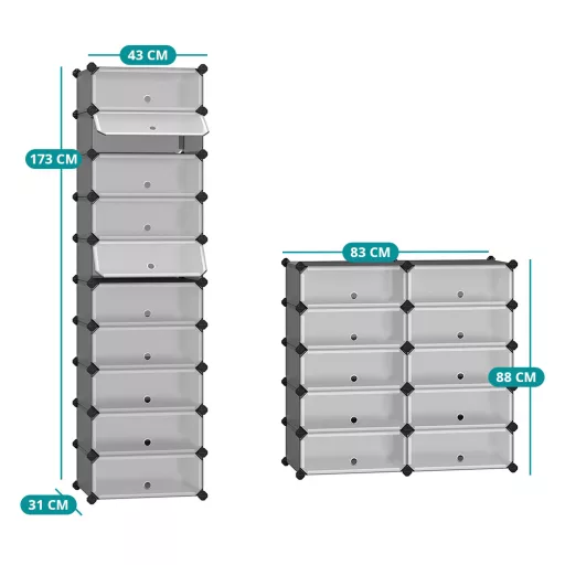 Cabinet de depozitare din plastic, gri
