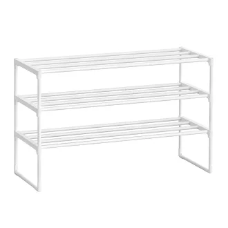 Raft de pantofi metalic cu 3 niveluri, alb 92x30x55cm