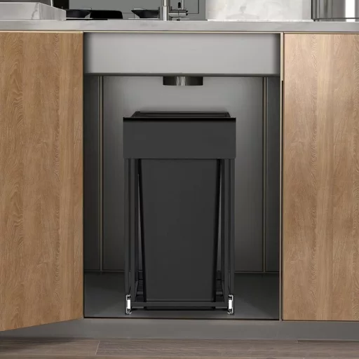 Coș de gunoi cu două compartimente retractabil