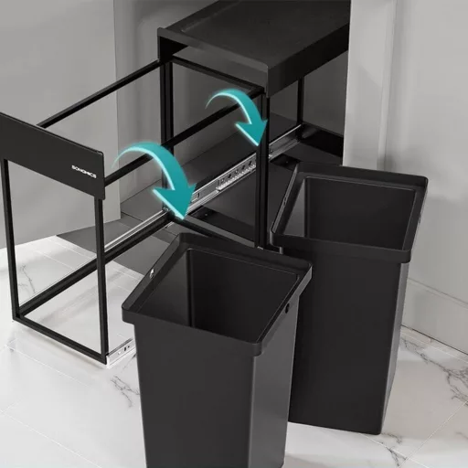 Coș de gunoi cu două compartimente retractabil