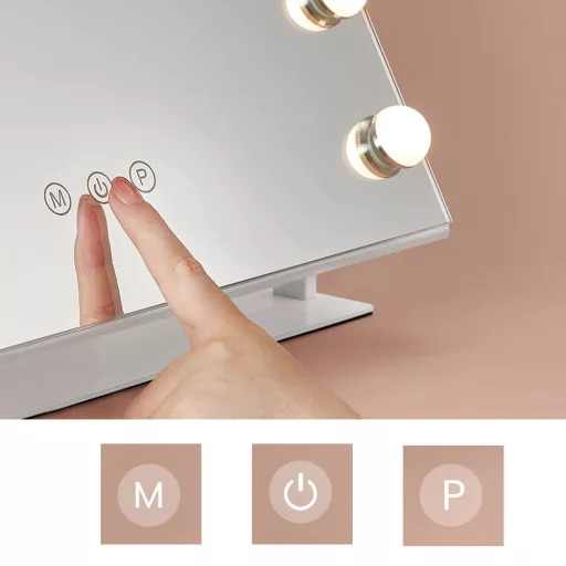 Oglindă de Machiaj LED cu Suport pentru Telefon