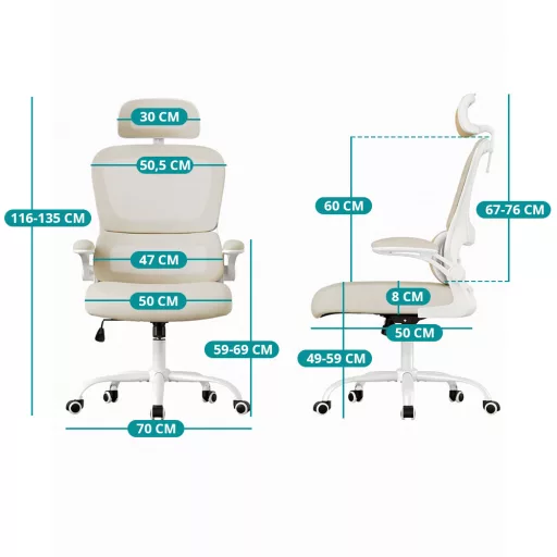 Scaun Ergonomic cu Spătar Reglabil, Bej