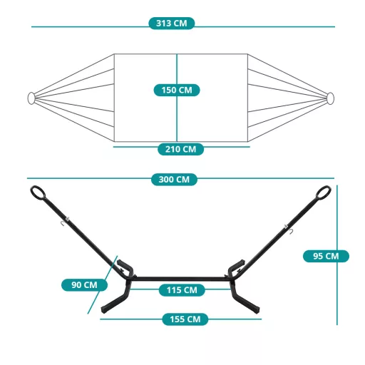 Hamaca cu suport, gri
