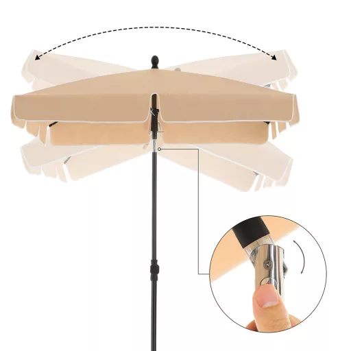 Umbrelă de Soare Reglabilă cu Geantă de Transport, 2x1.25m Nuc