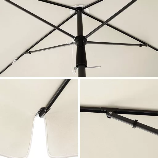 Umbrelă de Soare Reglabilă cu Geantă de Transport, 2x1.25m Bej