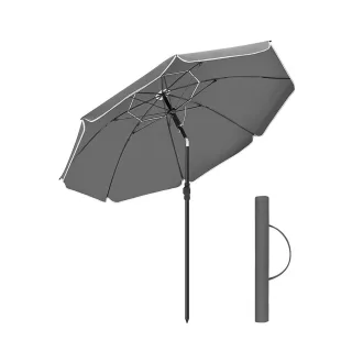 Umbrelă Rotundă Reglabilă cu Geantă de Transport, Gri