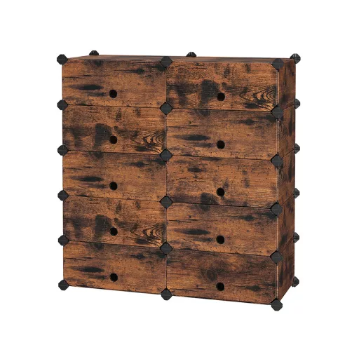 Cabinet de depozitare din plastic, maro rustic