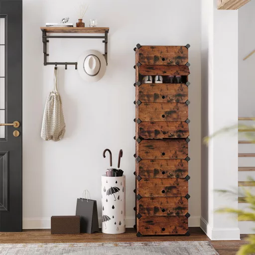 Cabinet de depozitare din plastic, maro rustic