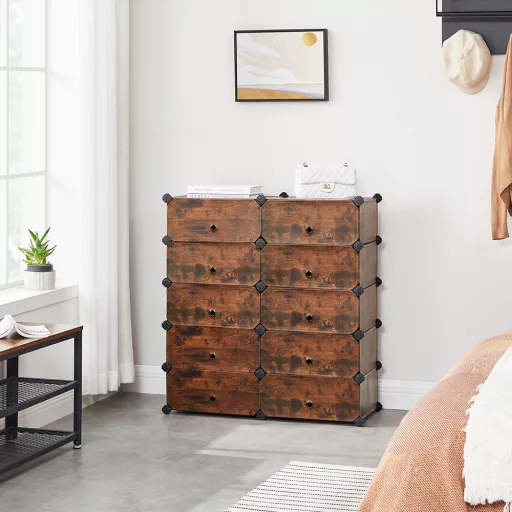 Cabinet de depozitare din plastic, maro rustic