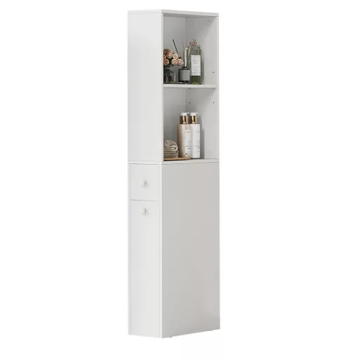 Dulap de baie îngust cu 2 rafturi retractabile, 134.4x40x18 cm